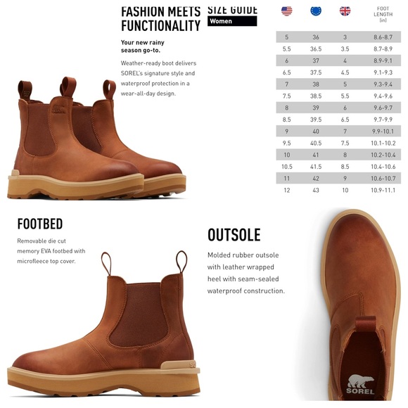 🆕 Sorel Women's Hi-Line Chelsea Boots - Scorch, Tawny Buff, Size 7 - Picture 5 of 15